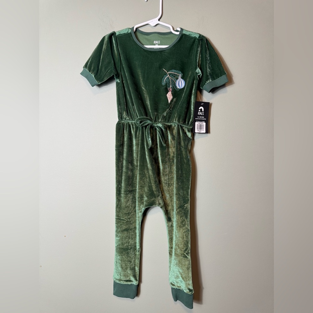 Rags Girls Velour Embroidered Branch & Ornament 3/4Y NWT